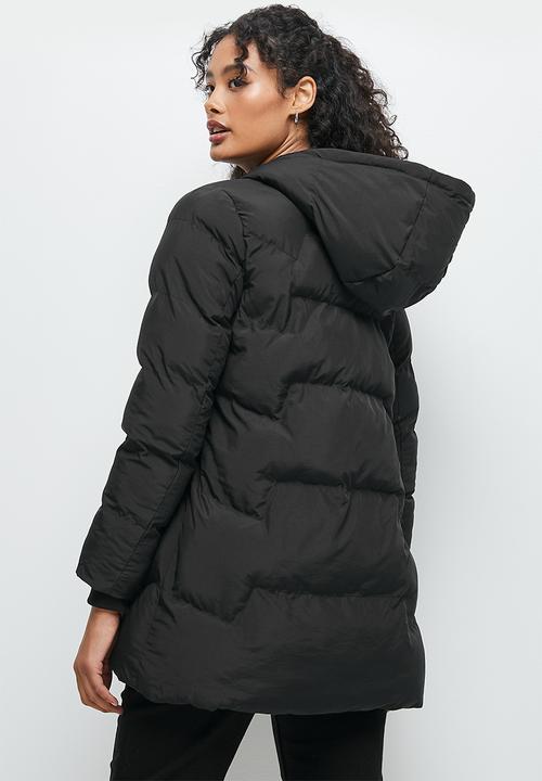 edit - Quilted hooded puffer jacket - black