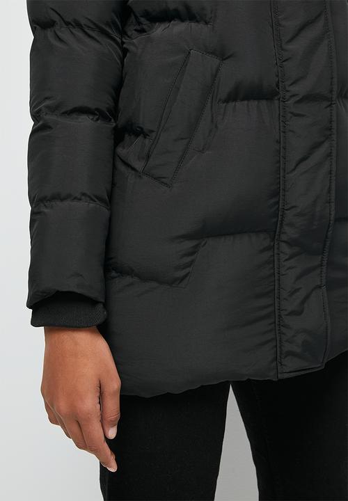 edit - Quilted hooded puffer jacket - black