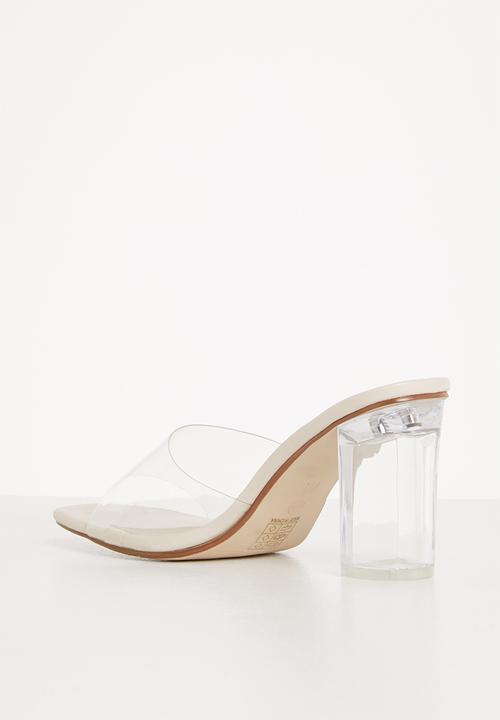 Missguided - Wide fit mid clear block heel - clear & stone
