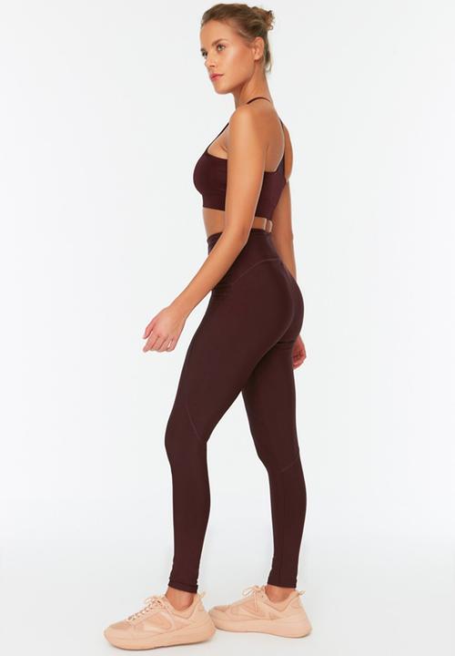 Trendyol - Bedstead stitch detail gatherer sport leggings - plum