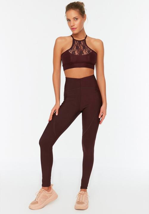 Trendyol - Bedstead stitch detail gatherer sport leggings - plum