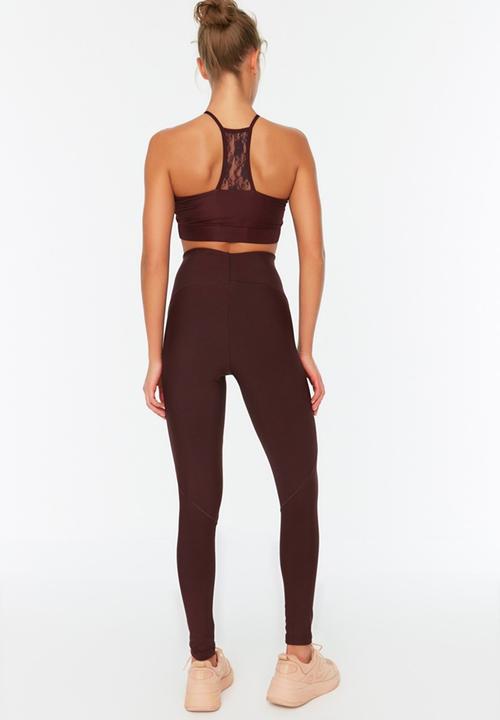 Trendyol - Bedstead stitch detail gatherer sport leggings - plum