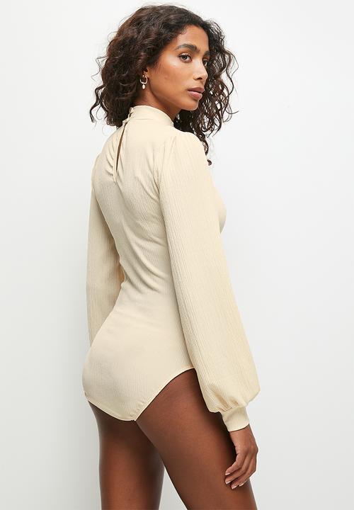 MILLA - Textured knit turtle neck bodysuit - ecru