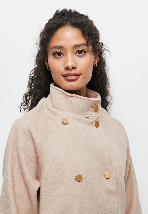 edit - A-line military coat - oatmeal melange