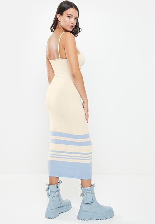 Missguided - Cami stripe scoop neck midaxi - stone