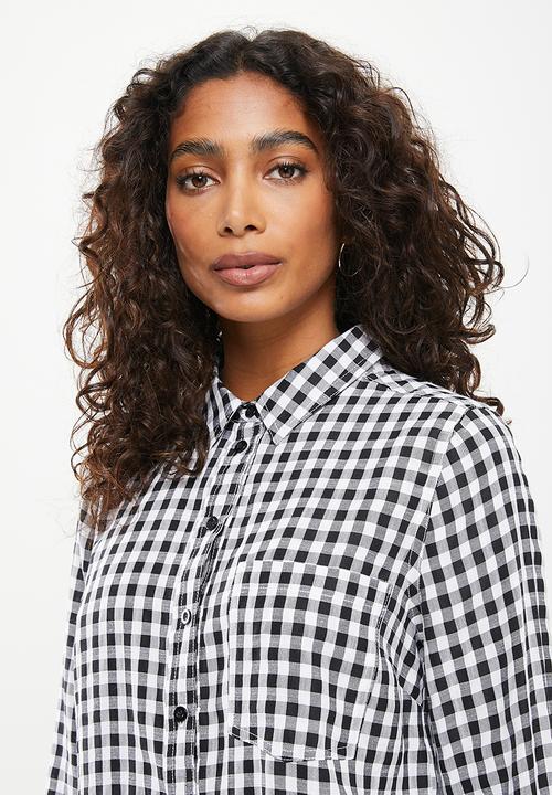 Stella Morgan - Long sleeve check shirt - black & white