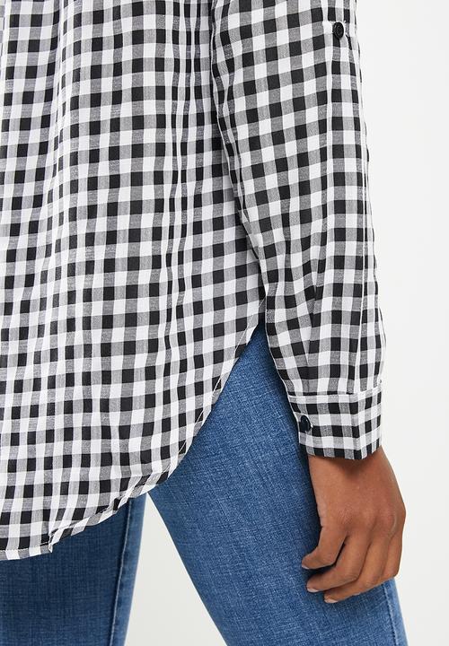 Stella Morgan - Long sleeve check shirt - black & white