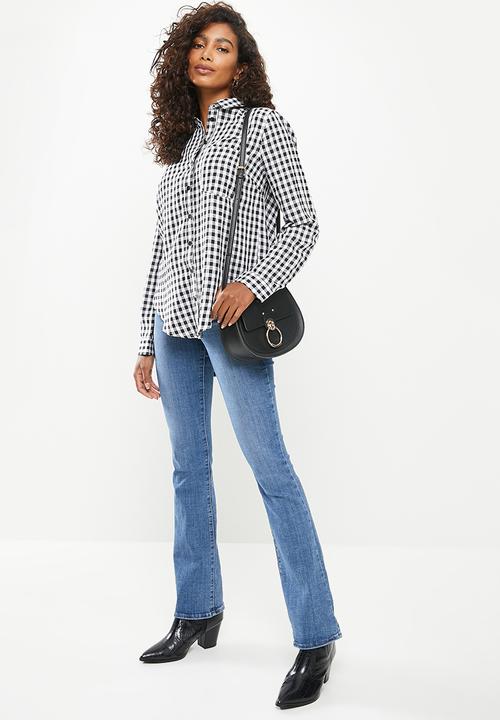 Stella Morgan - Long sleeve check shirt - black & white