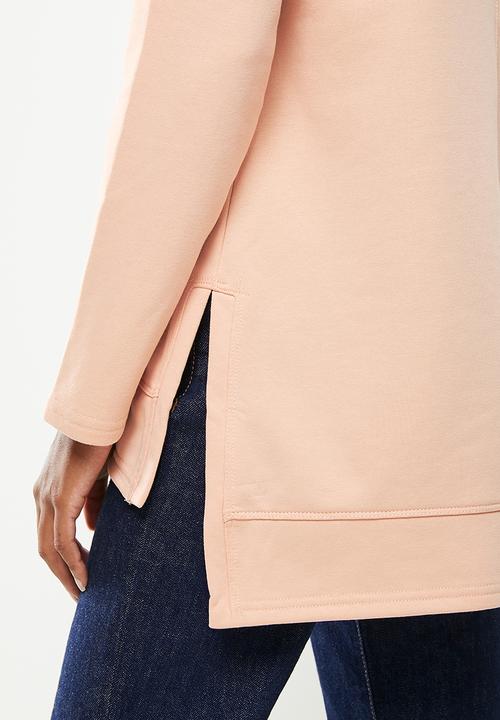 Stella Morgan - Animal front inset fleece top - blush