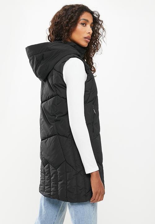 Stella Morgan - Zip front hooded longline gilet - black
