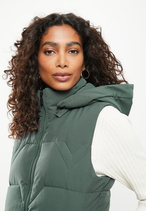 Stella Morgan - Quilted zip front longline gilet - green
