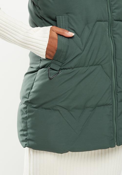 Stella Morgan - Quilted zip front longline gilet - green