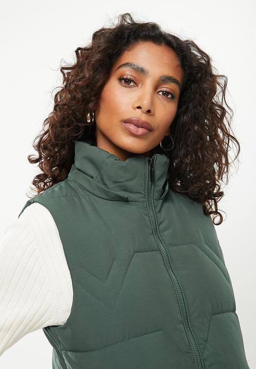 Stella Morgan - Quilted zip front longline gilet - green