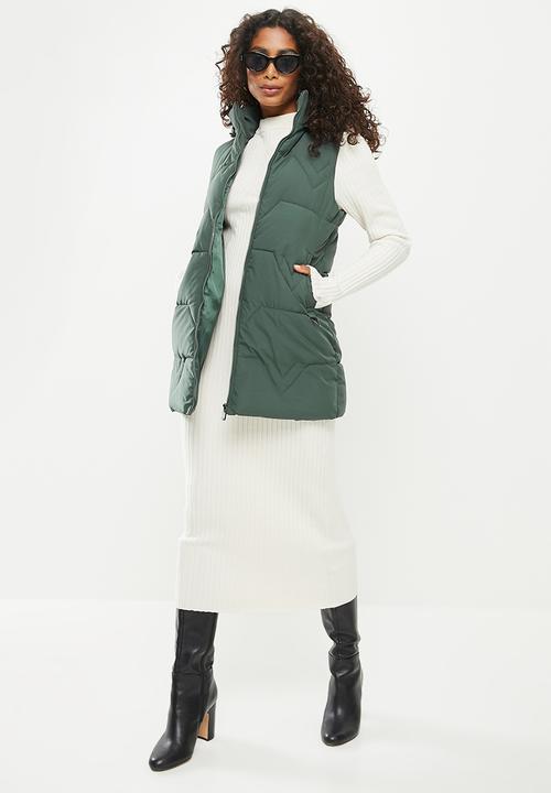 Stella Morgan - Quilted zip front longline gilet - green