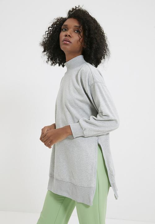 Trendyol - Zipper detailed oversize knitted slim sweatshirt - grey