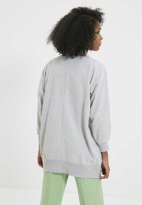 Trendyol - Zipper detailed oversize knitted slim sweatshirt - grey