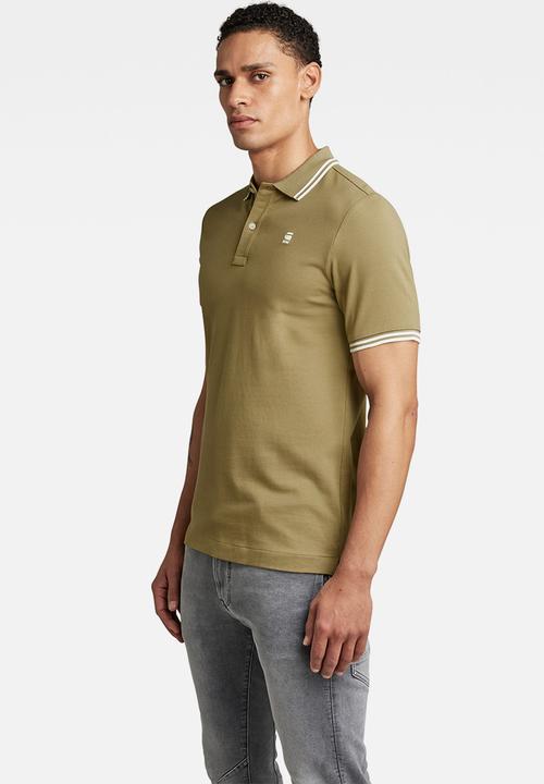 G-STAR - Dunda slim stripe polo short sleeve - fresh army green