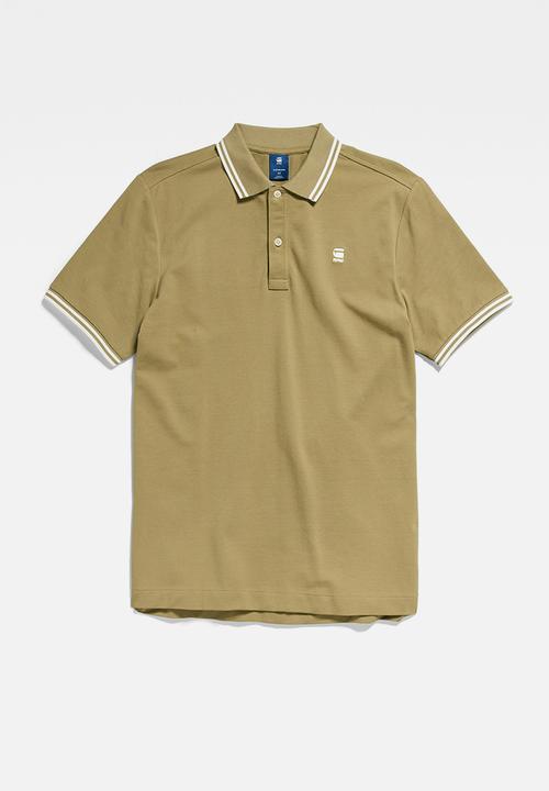 G-STAR - Dunda slim stripe polo short sleeve - fresh army green