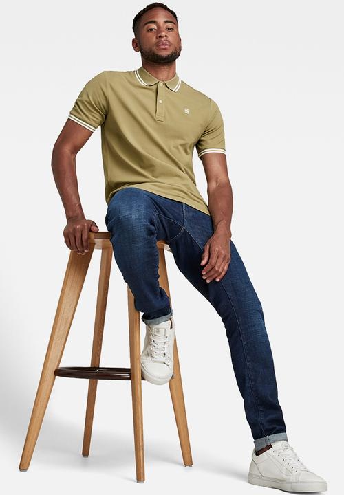 G-STAR - Dunda slim stripe polo short sleeve - fresh army green