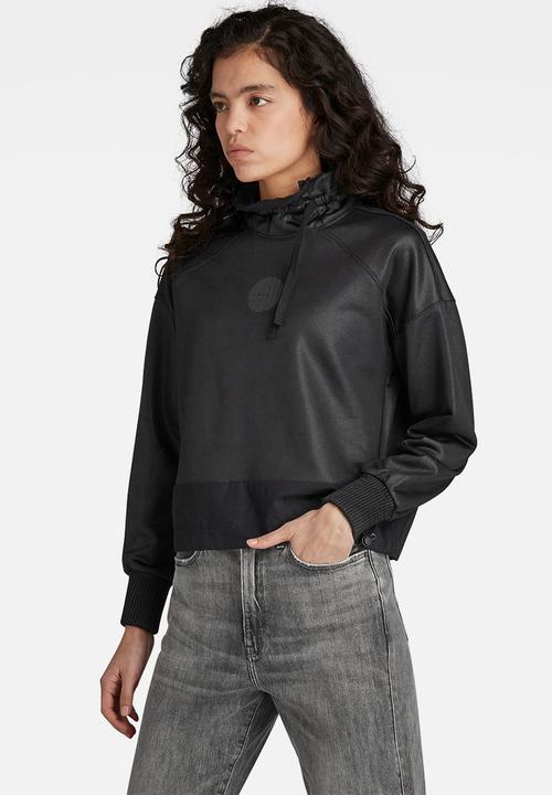 G-STAR - Ruffle neck loose sweat - black