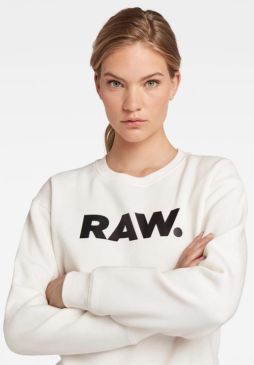 G-STAR - Premium core raw. crew neck - milk