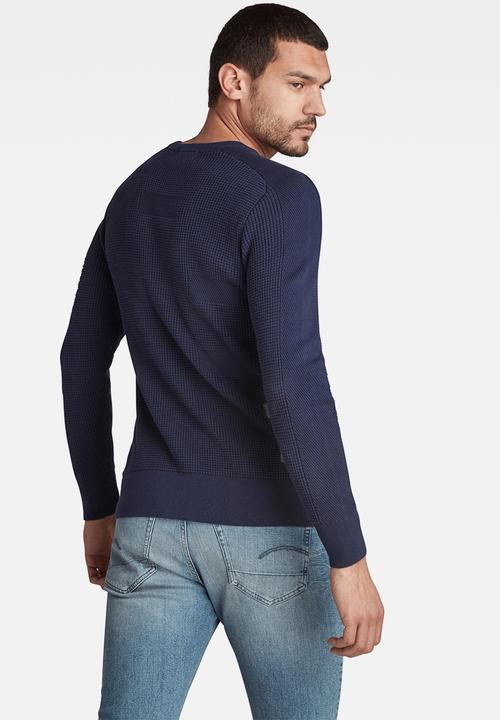 G-STAR - Logo structure r knit - servant blue