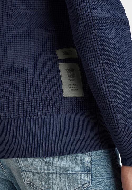 G-STAR - Logo structure r knit - servant blue