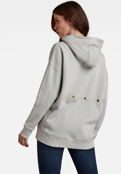 G-STAR - Back snaps hooded sweat - oyster blue