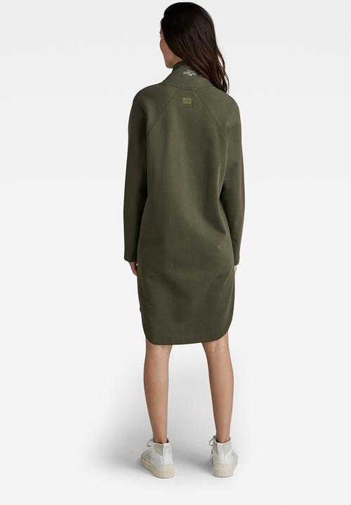 G-STAR - Open collar sweater dress - shadow olive