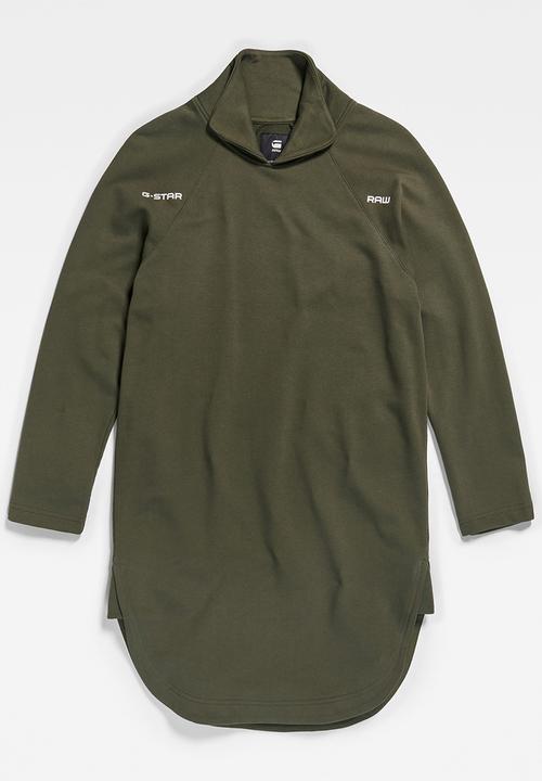 G-STAR - Open collar sweater dress - shadow olive