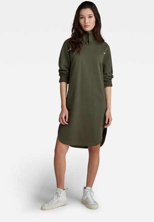 G-STAR - Open collar sweater dress - shadow olive