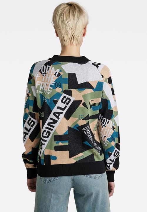G-STAR - Jacquard raglan knit - black & peach nougat jacquard