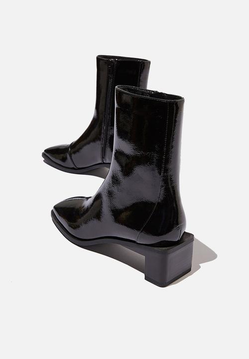Cotton On - Andie square toe boot - black patent 