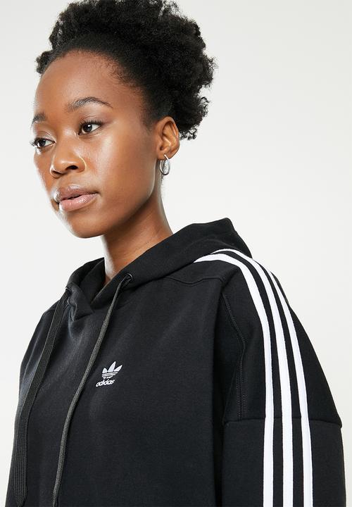 adidas Originals - 3stripe long sleeve hoodie - black