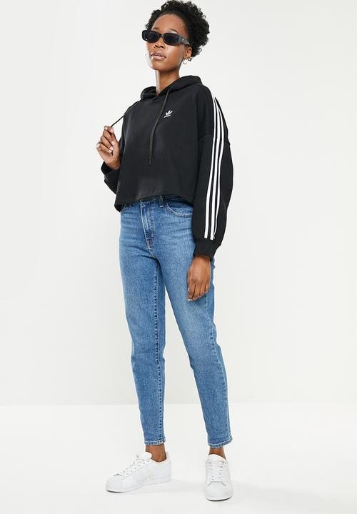 adidas Originals - 3stripe long sleeve hoodie - black