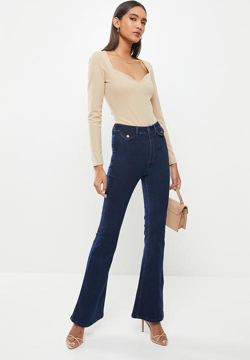 SISSY BOY - High rise flare with pocket flap detail - dark vintage