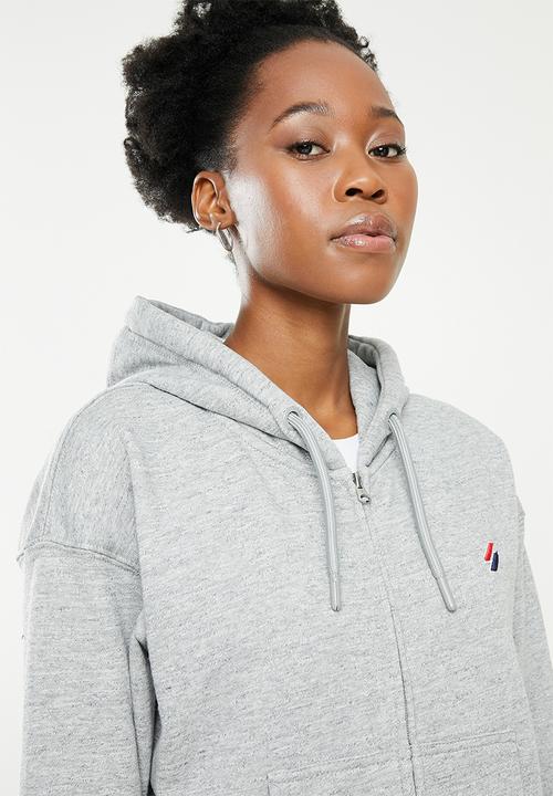 Superdry. - Sdry code essential zip hood - grey 