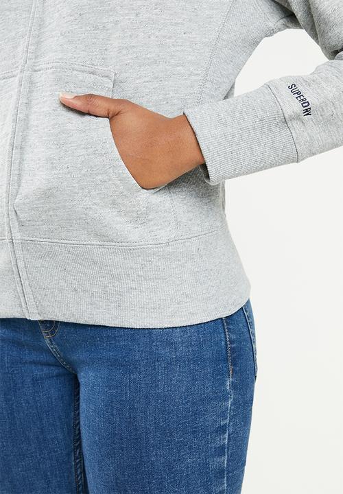 Superdry. - Sdry code essential zip hood - grey 