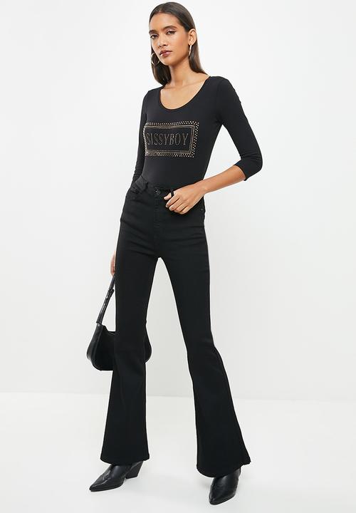 SISSY BOY - High waist flare - black