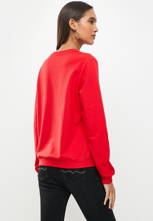 SISSY BOY - Crew neck long sleeve sweater with bling logo - red