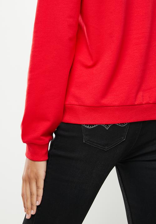 SISSY BOY - Crew neck long sleeve sweater with bling logo - red