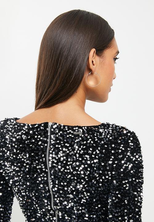 SISSY BOY - Sequin long sleeve maxi - black & silver