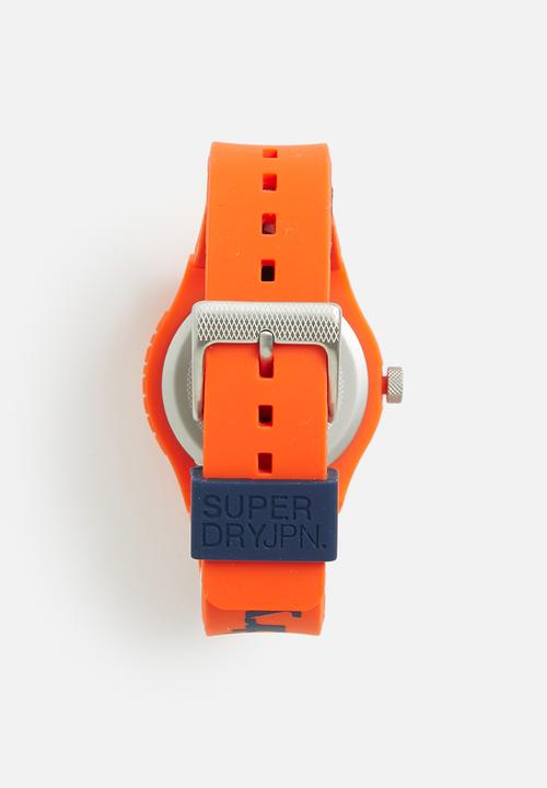 Superdry. - Montone silicone watch - orange & blue