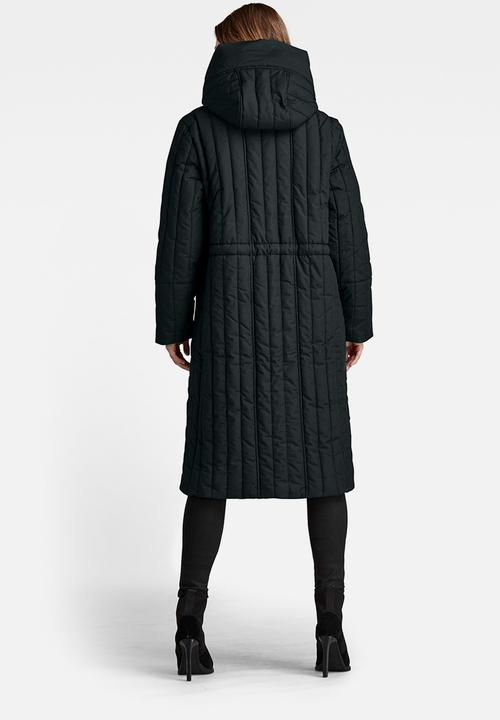 G-STAR - Long puffer vertical quilted jacket - black