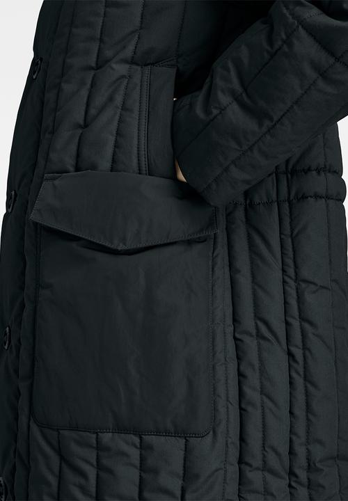 G-STAR - Long puffer vertical quilted jacket - black