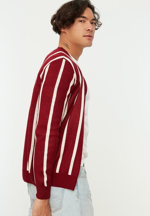 Trendyol - Woza stripe cardigan - burgundy & white