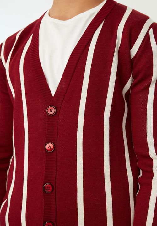 Trendyol - Woza stripe cardigan - burgundy & white