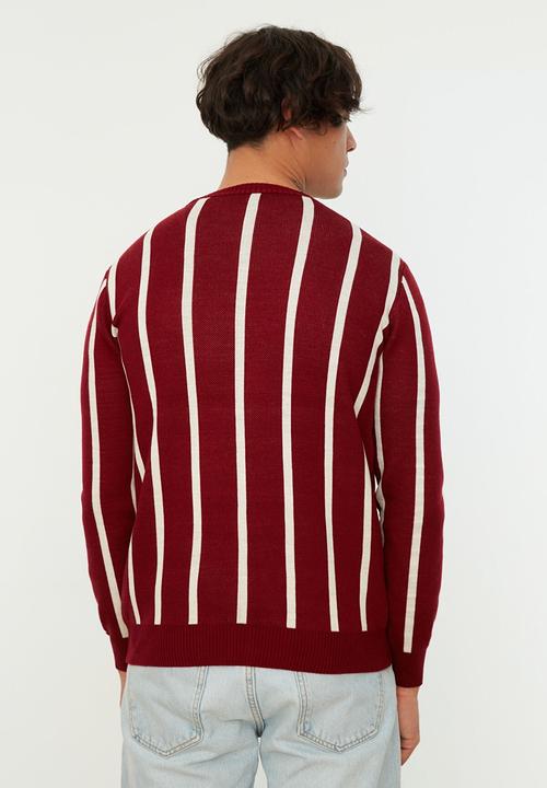 Trendyol - Woza stripe cardigan - burgundy & white