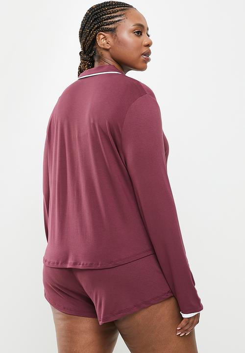 Missguided - Plus missguided 5 piece sleep set - burgundy