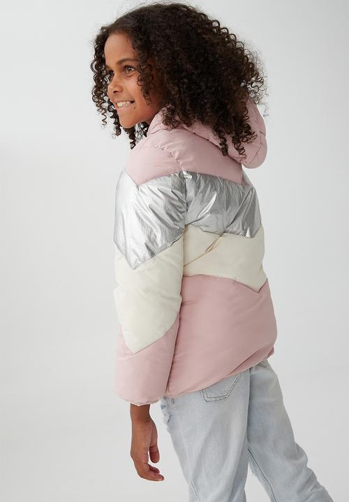 Cotton On - Frankie puffer jacket - zephyr, silver & dark vanilla